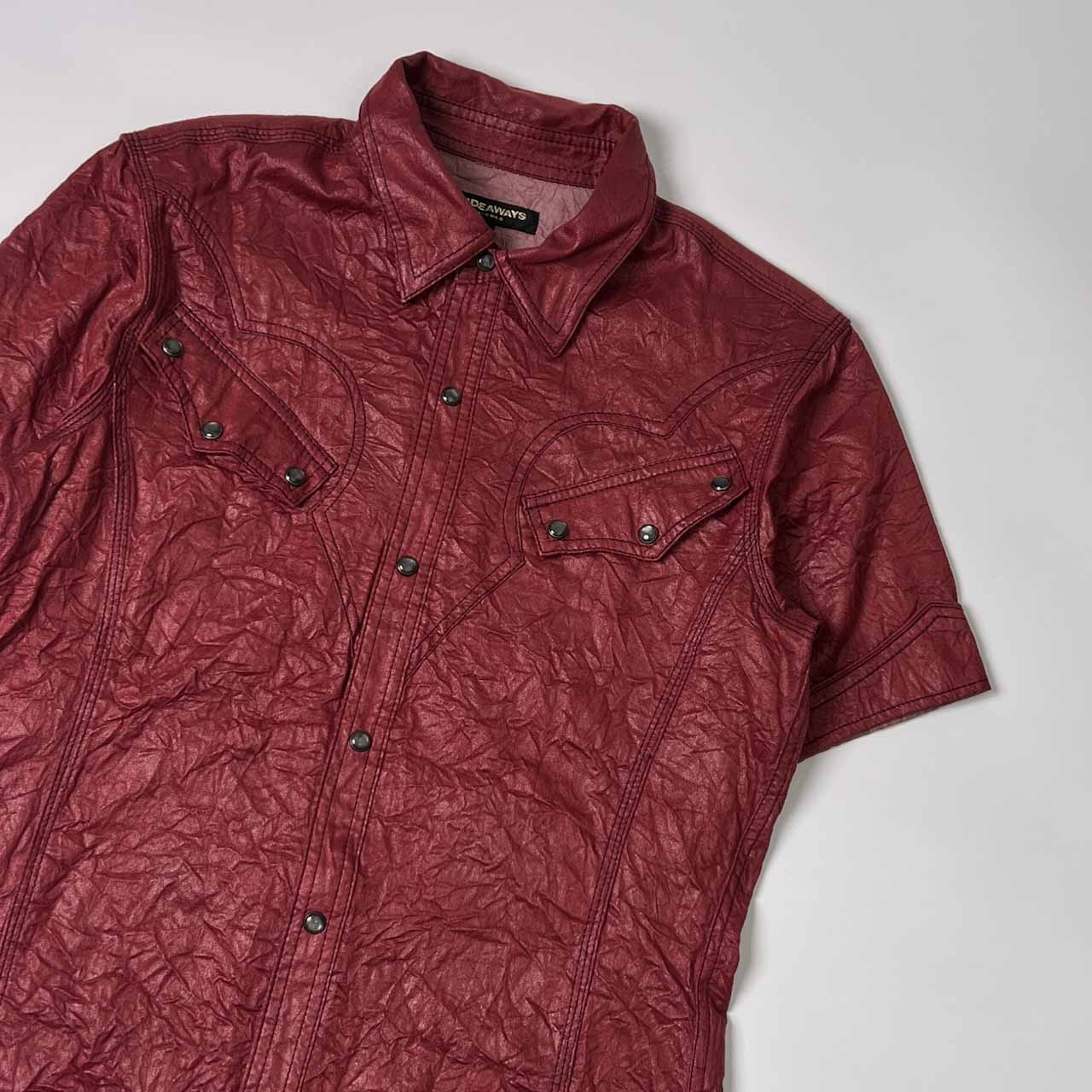 HIDEAWAYS NICOLE ハイダウェイ ニコル 合成皮革 半袖 ウエスタンシャツ ジャケット 48/ワインレッド メンズ