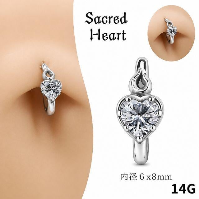 ピアス　No.4874 ワンタッチピアス 14G ハート オーバル ニッケルフリー ピアス