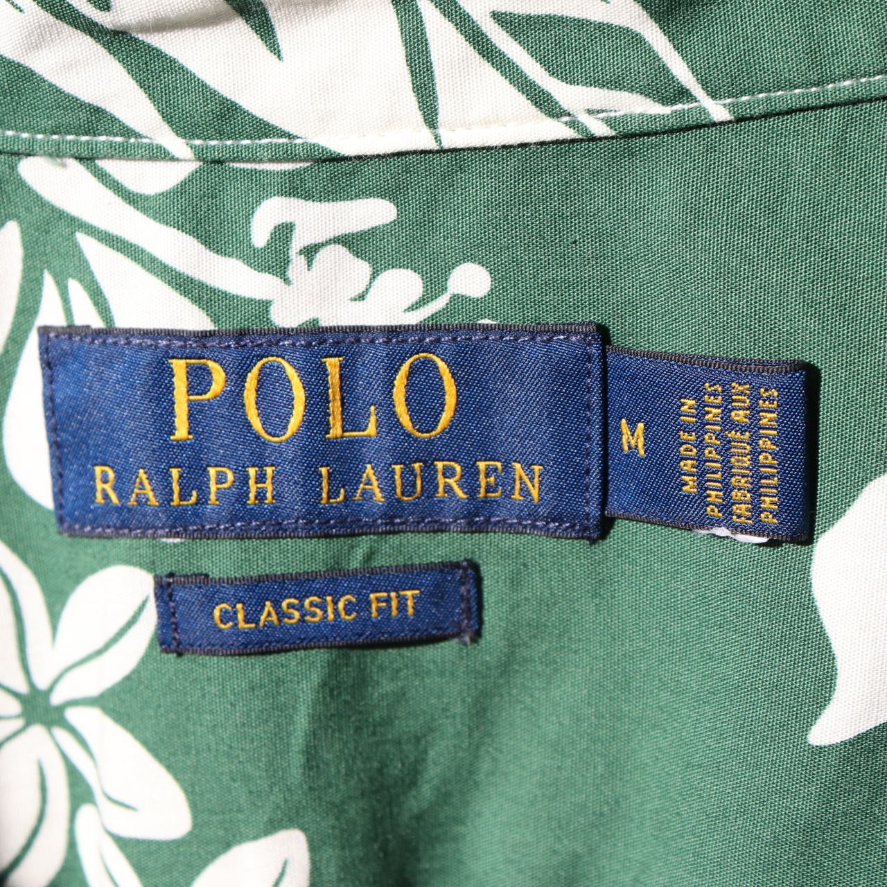 美品 M ポロラルフローレン 半袖開襟アロハシャツ 緑 グリーン 総柄 polo ralph lauren