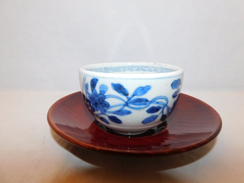 明茶色茶托(6客) lacquer Japanese tea six saucers (No24)
