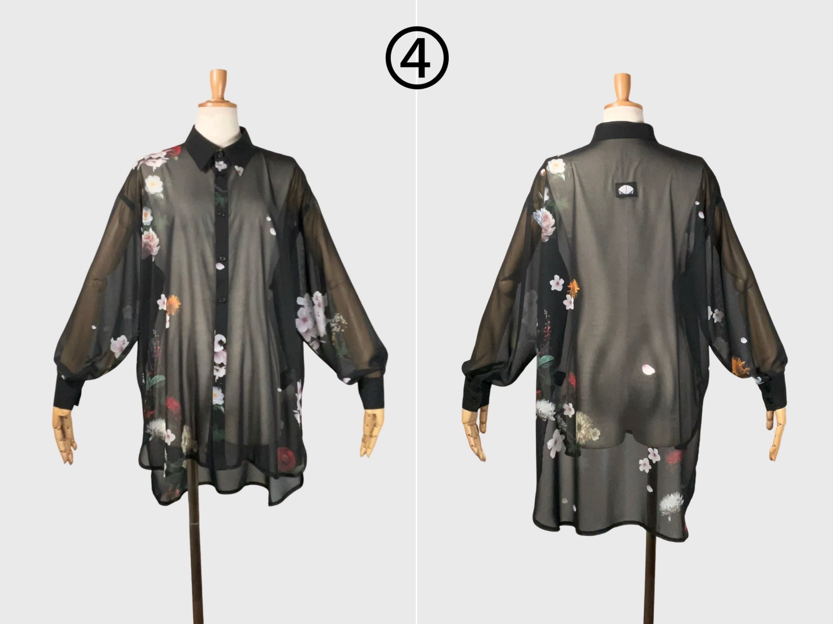 和花シースルーシャツ Japanese flowers see-through shirt | shiki