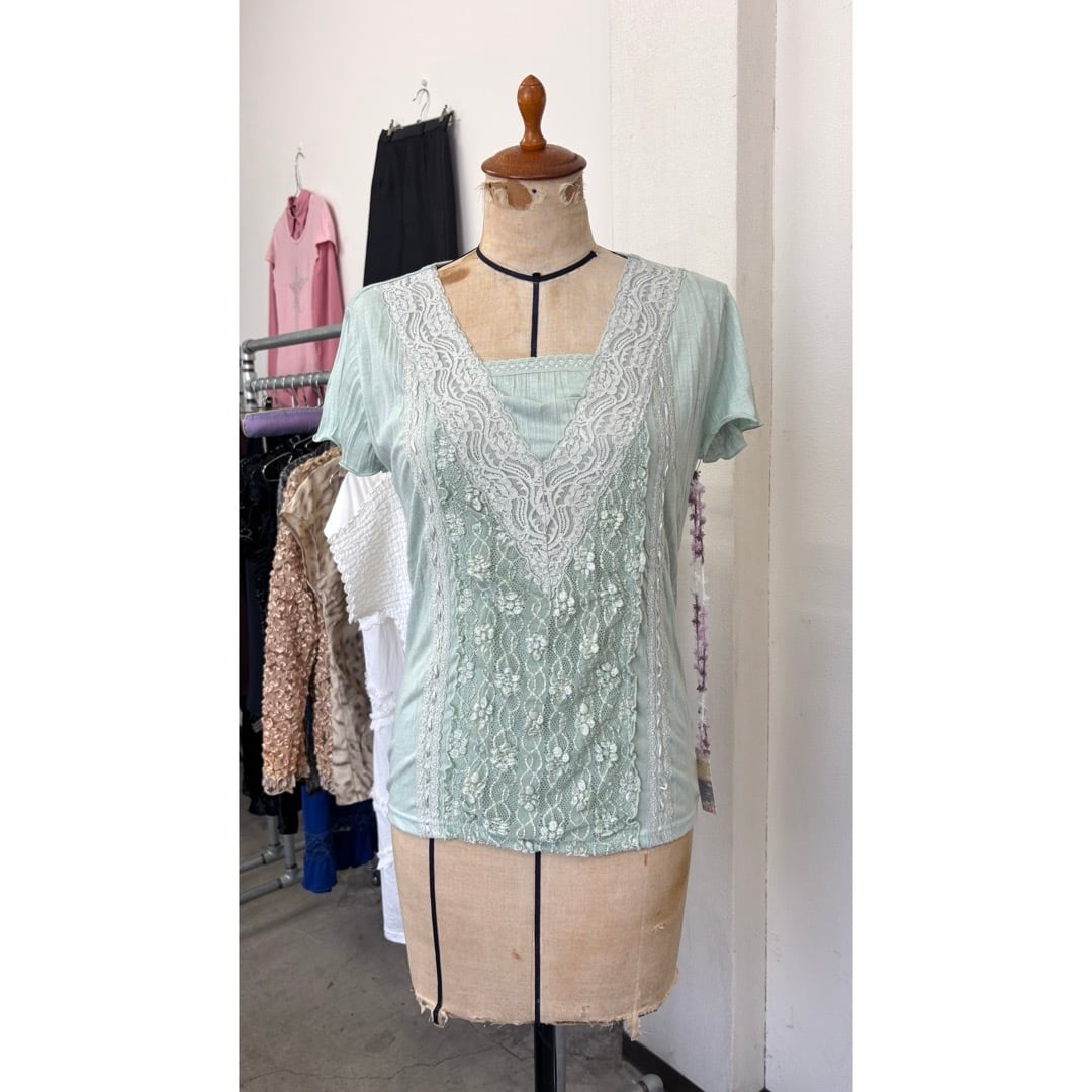 tops / レース 花柄 ミントグリーン トップス #c19 | KAU