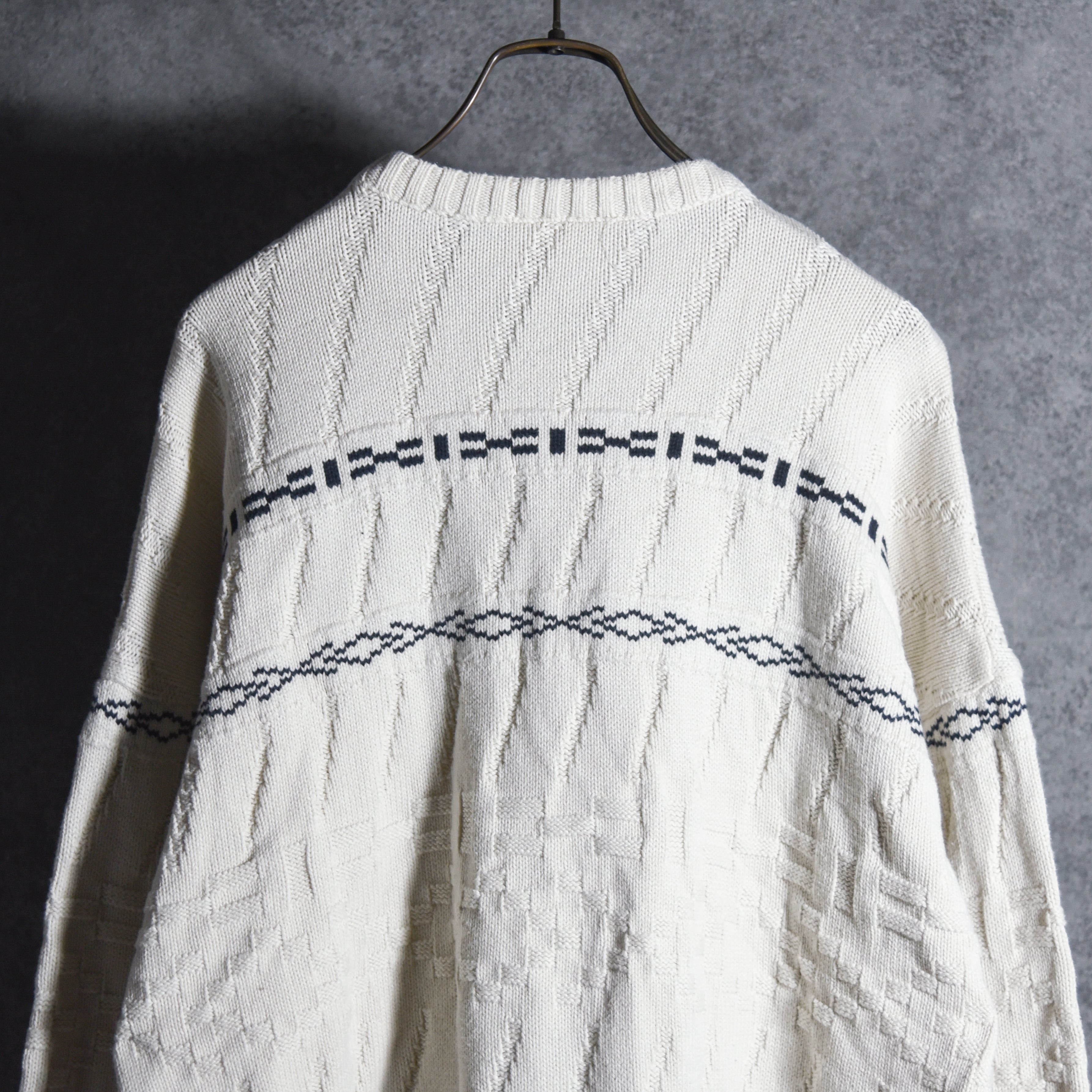 80-90s LACOSTE French Patterned Cotton Knit Sweater フレンチ
