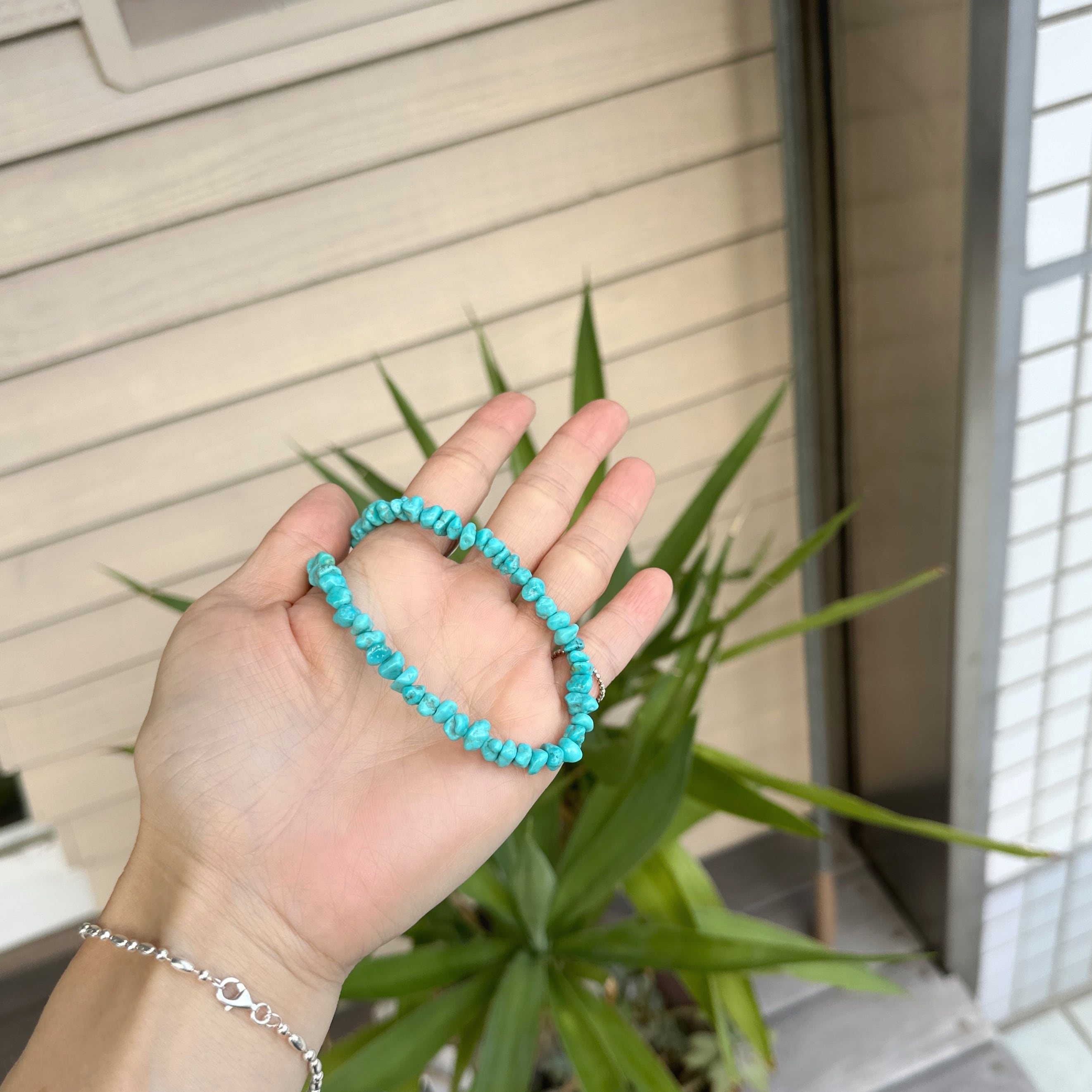 Indian Jewelry》ナゲット シェイプ ターコイズ 一連 ネックレス 40cm