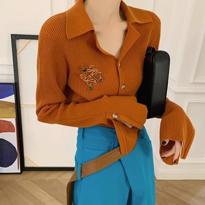 レディース シャツ ニット 長袖 フレアスリーブ 襟付き 前開き ボタン リブニット ストレッチ 伸縮性 ソフト 柔らか シンプル カジュアル おしゃれ レトロ こなれ感 ラフ ルーズ 個性的 存在感 抜け感 キュート ラグジュアリー カレッジ風 アクティブ ナチュラル 休日感 フェミニン 大人女子 お茶目 ユニーク ニッチ 無地 春 秋 お出かけ アウトドア イベント 女子会 休日 ショッピング カフェ 韓国 楽ちん 普段使い 着回し 清楚 ゆとり感 ブラック ブラウン グレー イエロー ピンク 水色