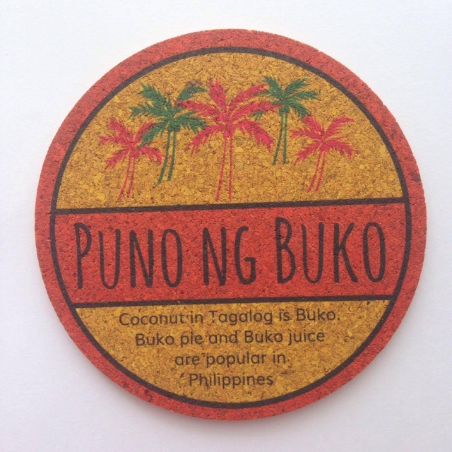 丸形カラーコルクコースター【PUNO NG BUKO】