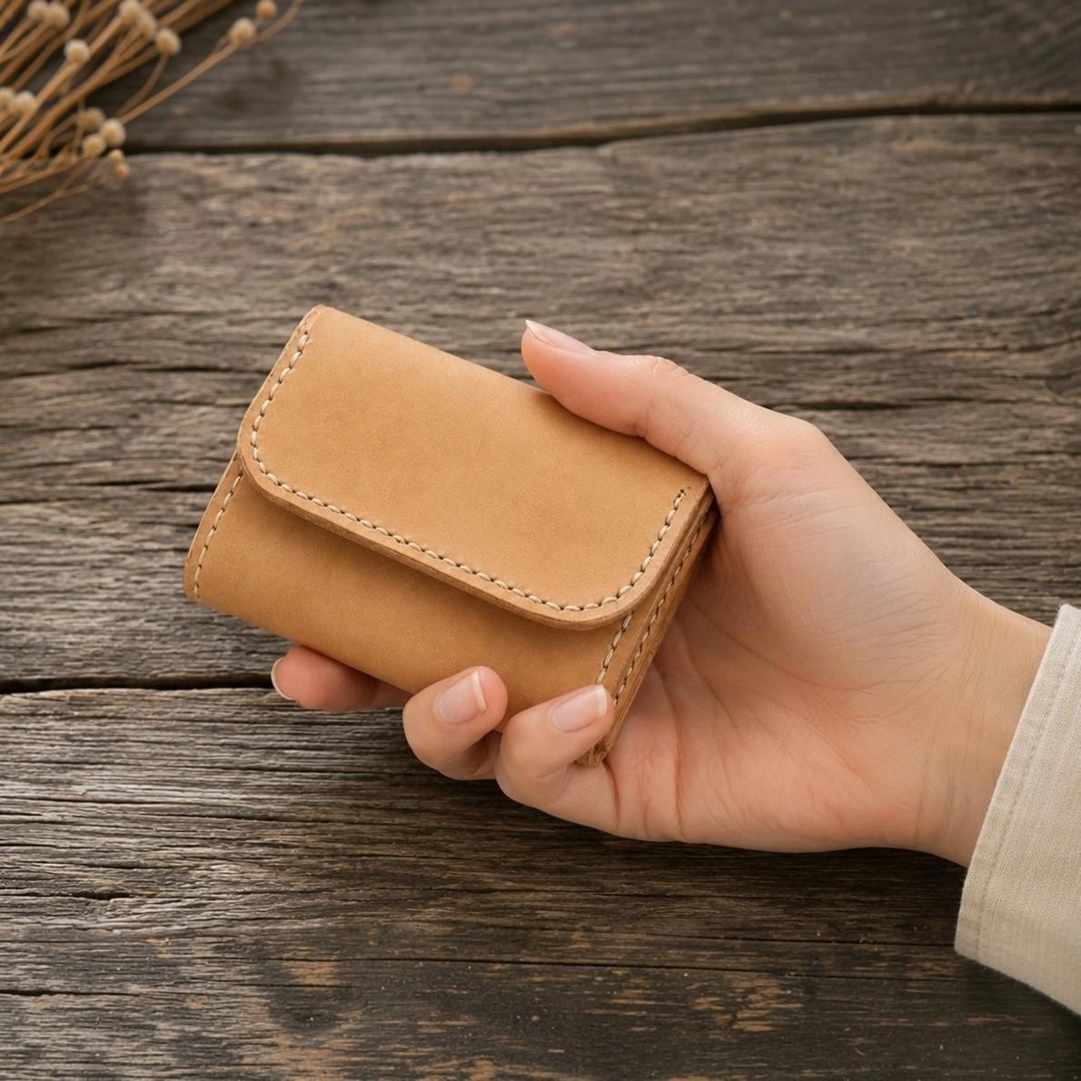 【受注製作】本革お札を折らないミニ財布