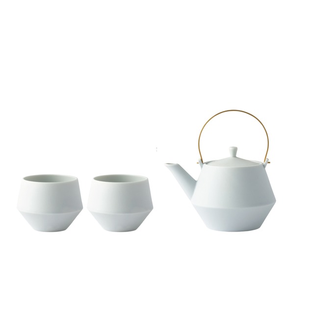 new [GIFT SET] Frustumミニ土瓶＆煎茶 (白藍釉)