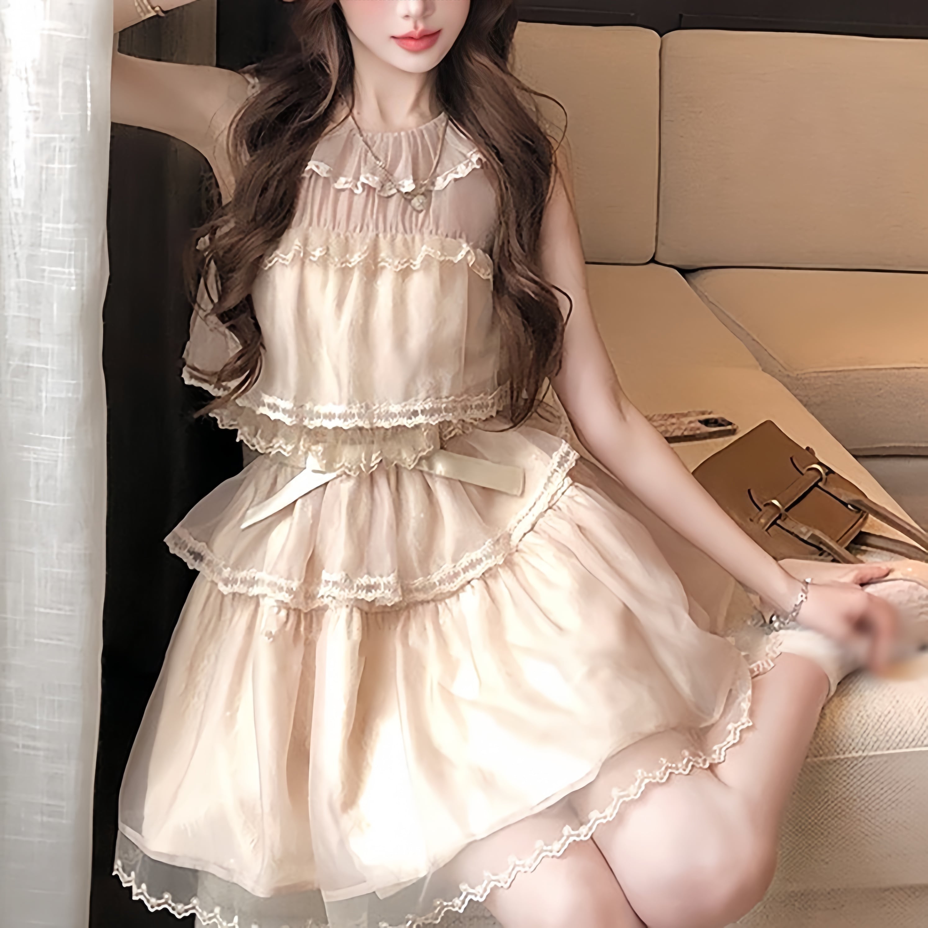 【dress】レースドッキングワンピース M32804