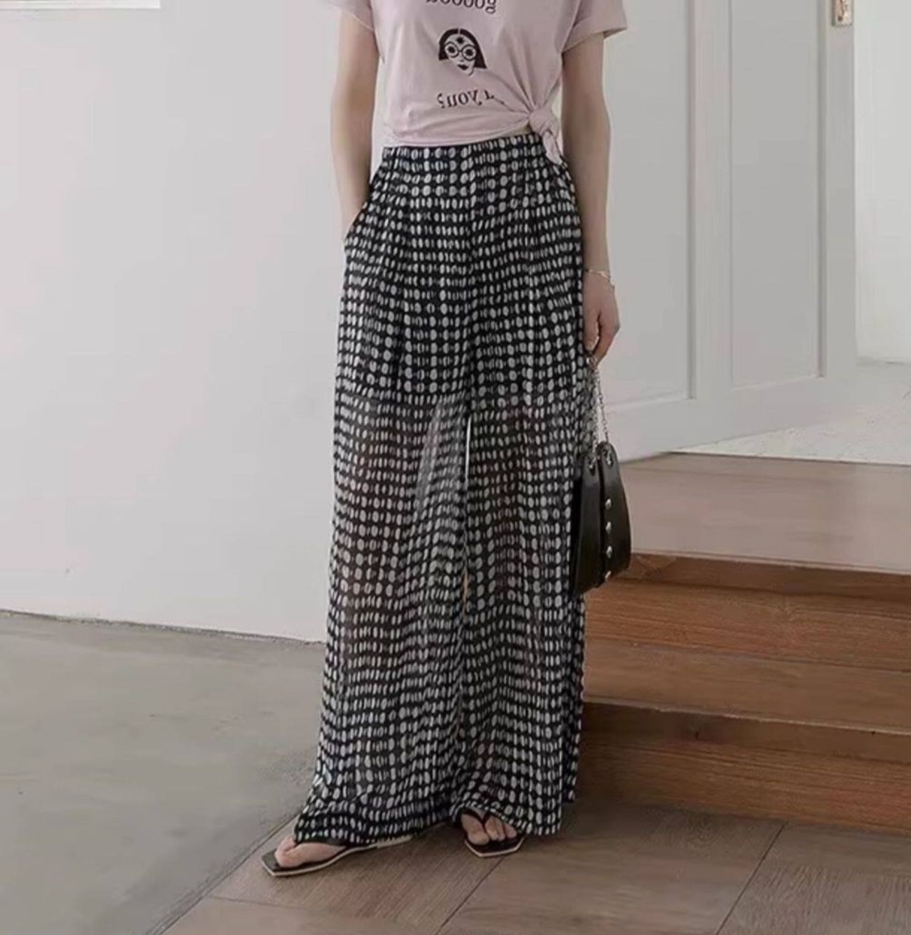 ドット柄 シアーワイドパンツ   F0152 - 4