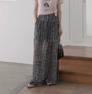 ドット柄 シアーワイドパンツ   F0152