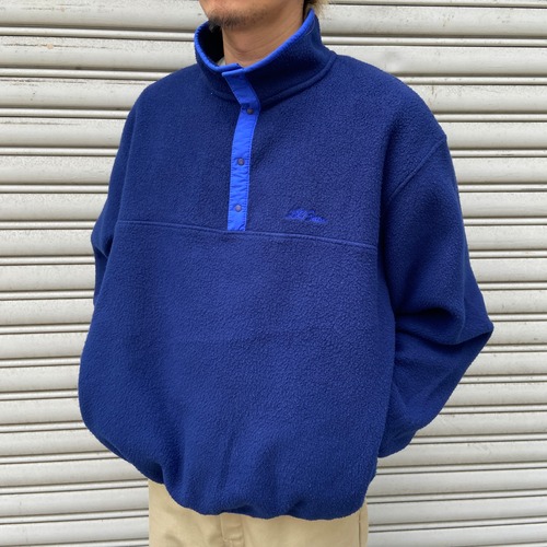 L.L.Bean ハーフスナップフリース 90s 筆記体ロゴ 紺 L相当