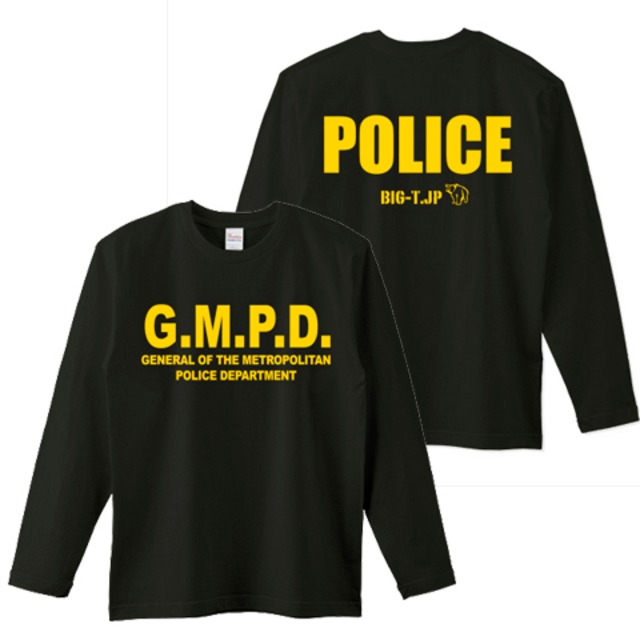 G.M.P.D. 警視庁長官POLICE ロングTシャツ。ブラック　※両面プリント