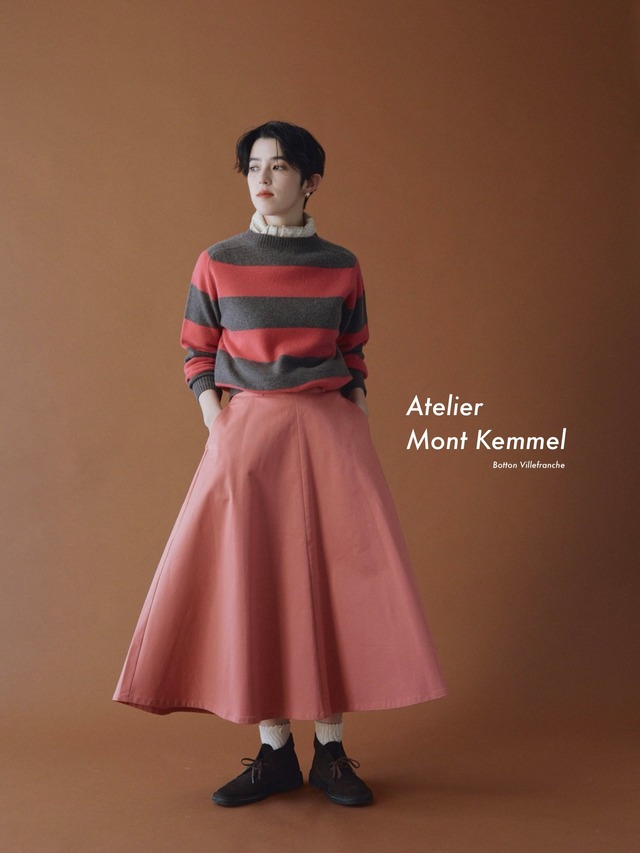 【Atelier Mont Kemmel】COLOR BORDER KNIT / PINK × BROWN