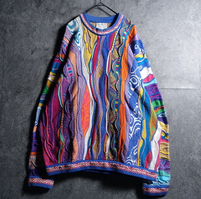 90s “COOGI” Multicolor 3D Pattern Design Mercerized Cotton Knit