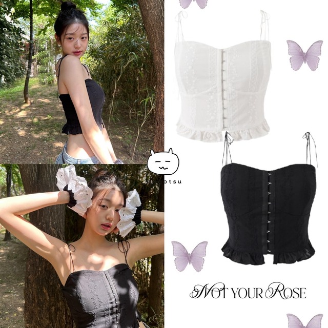 ★IVE ウォニョン 着用！！【NOT YOUR ROSE】lace bustier sleeveless - 2COLOR
