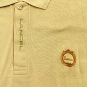 LANCEL ランセル 比翼仕立て 鹿の子 半袖 ポロシャツ LL /イエロー系/メンズ/日本製/大きいサイズ