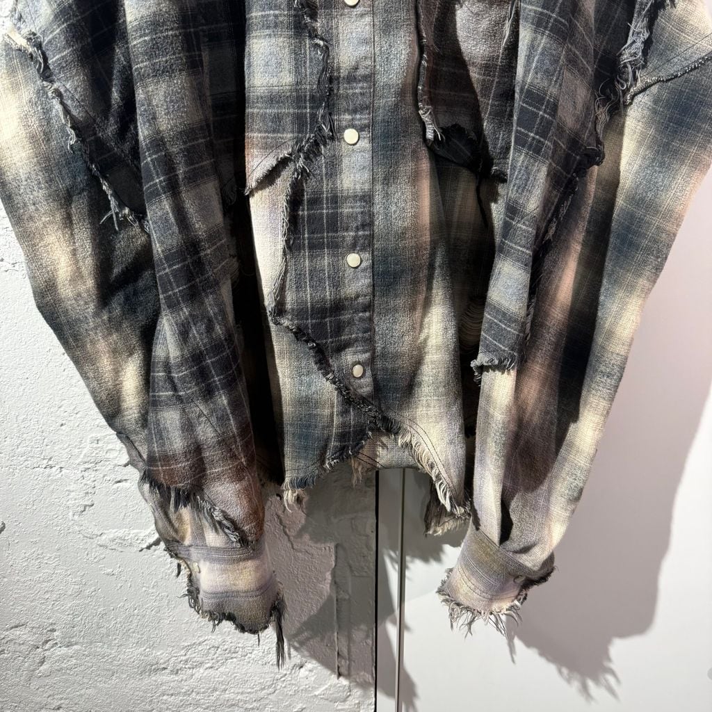 KHOKI コッキ 25AW Vintage-effect checked shirt ヴィンテージ加工