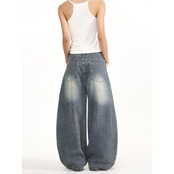 ストリート  ワイドデニムパンツ P395