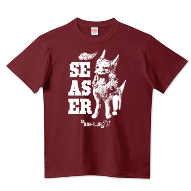 ＜新サイズ＞SEASERシーサー Tシャツ01（厚手）5.6oz　バーガンディ