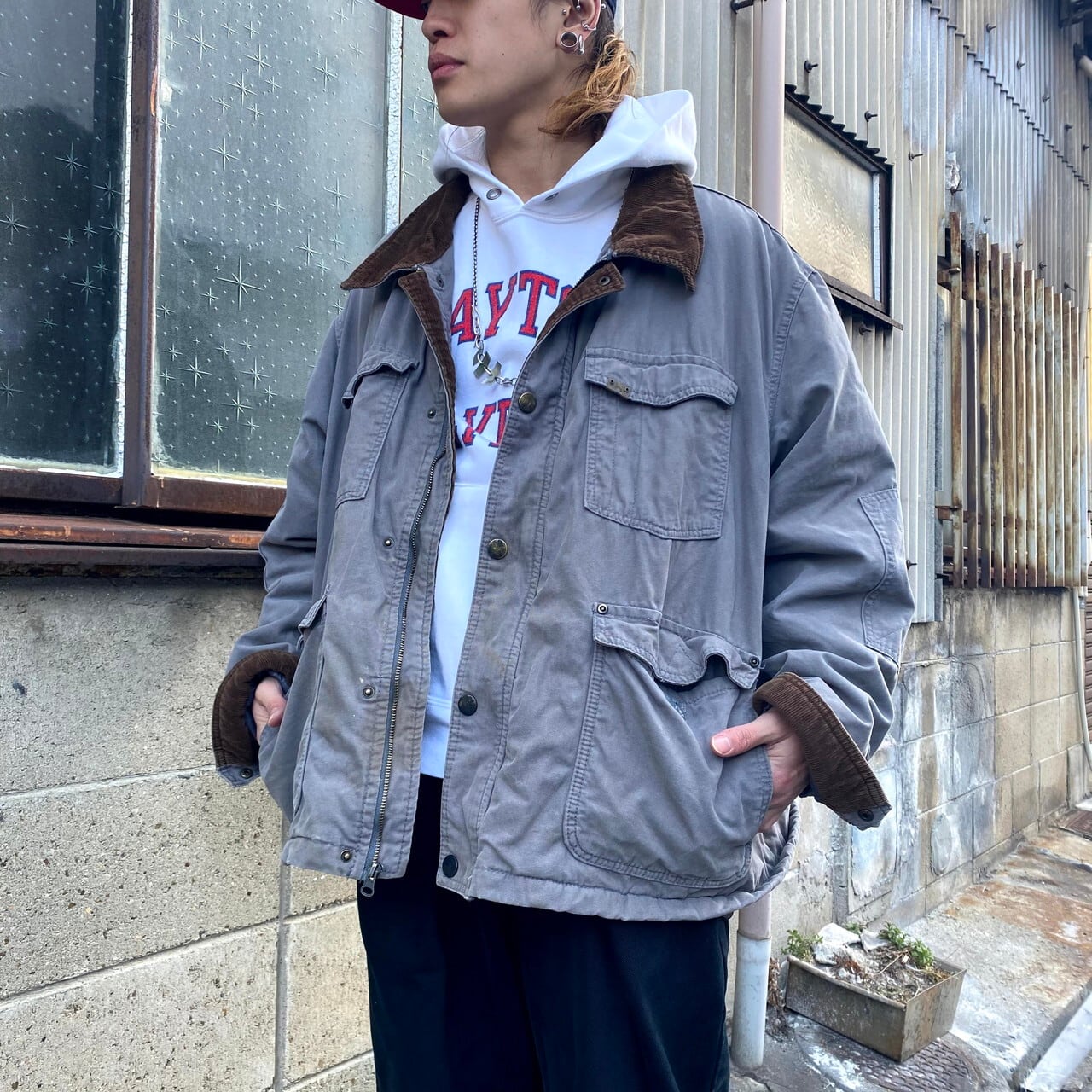 ビッグサイズ Wrangler ラングラー ダック地 ワークジャケット メンズ3xl 古着 カバーオール グレー 灰色 ボアライナー 大きいサイズ ワークジャケット Cave 古着屋 公式 古着通販サイト