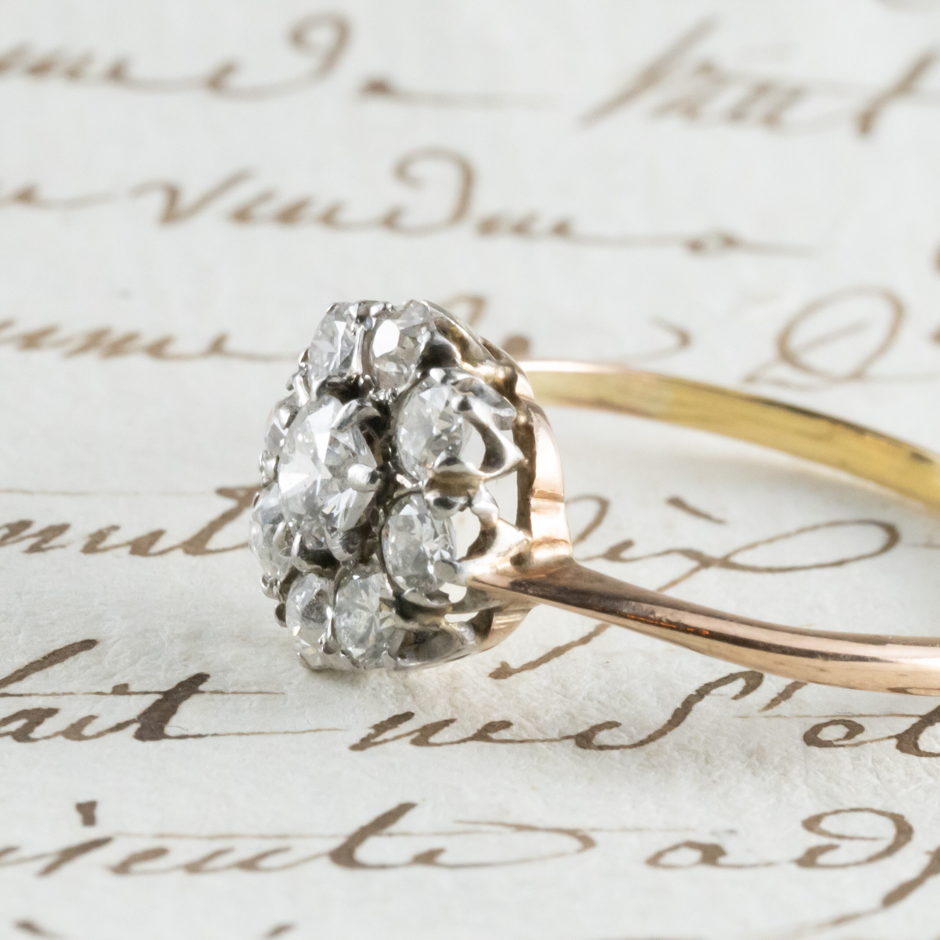 M*n様 イギリスアンティーク　オールドカットダイヤのクラスターリング　デイジー M*n様 イギリスアンティーク オールドカットダイヤのクラスターリング