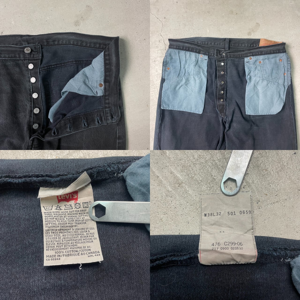 00年代 カナダ製 Levi's リーバイス 501 ブラックデニムパンツ
