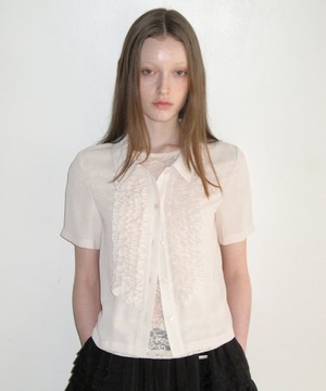 [SINOON] FRILL HALF BLOUSE (YOUNG BEIGE)