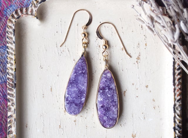 パープルアゲート/スピネル ピアス