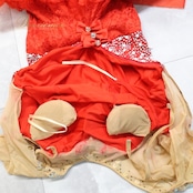 社交ダンス 衣装 スタンダードドレス ドレス ワンピース 赤 フリル レース デモ 競技 ダンス パーティ 発表会 豪華 華やか 真っ赤 上品 レッド系 フリルレース おしゃれ デザイン 競技用 衣装 女性用 パフォーマンス ステージ衣装 ステージパフォーマンス