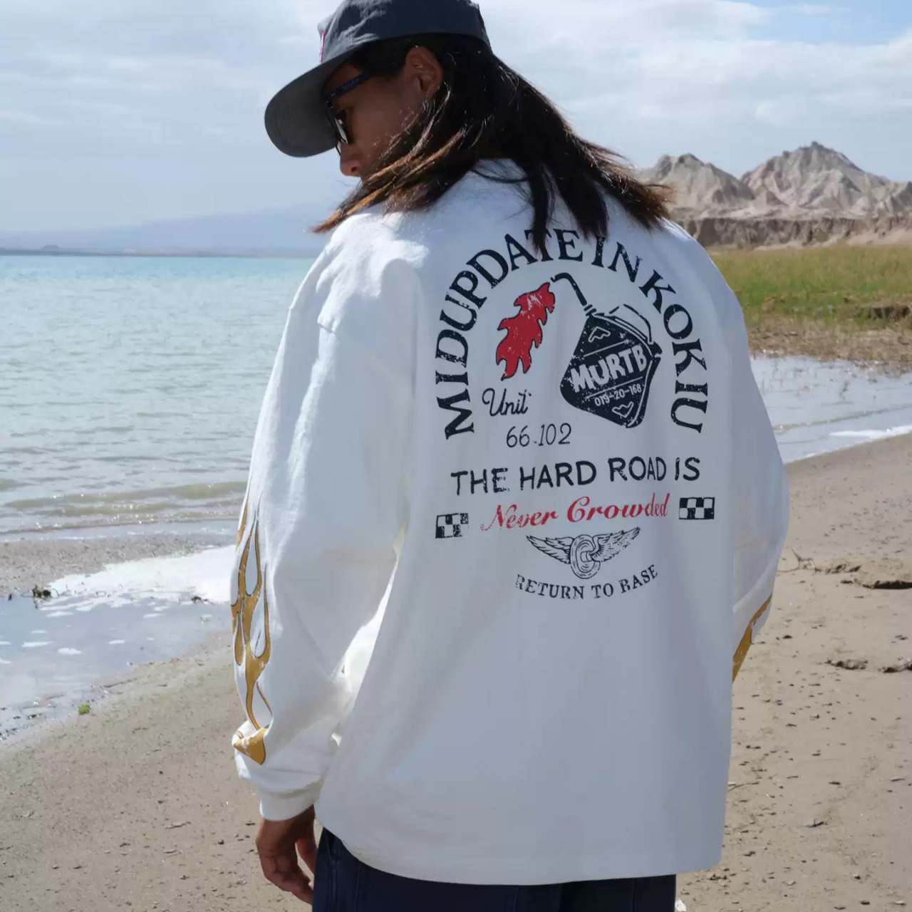 フレイムプリント ロングスリーブ 　“THE HARD ROAD”  A1997 - 2