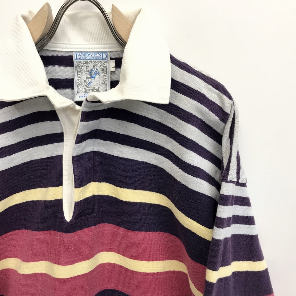 90s LANDS' END ランズエンド ラガーシャツ ボーダー