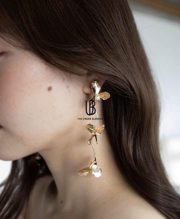 Fli?n 商品番号: AC0115 イヤリング ゴールド フラワー ウェディング アクセサリー