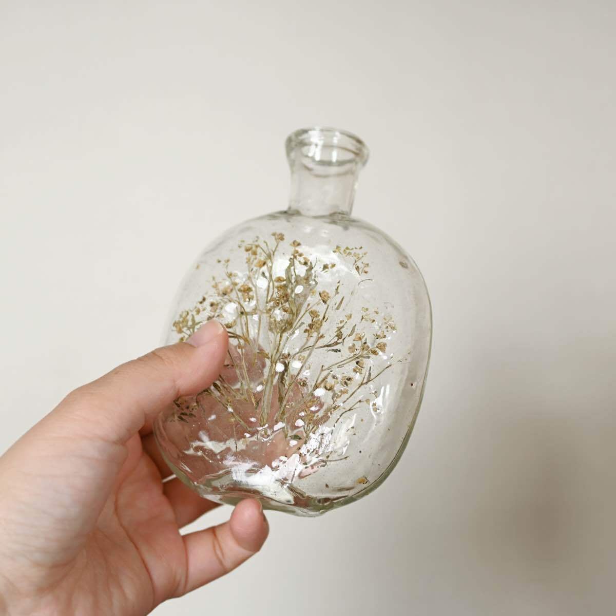 押し花ガラスベース｜リサイクルガラス ボトル 花瓶 ガラス レトロ