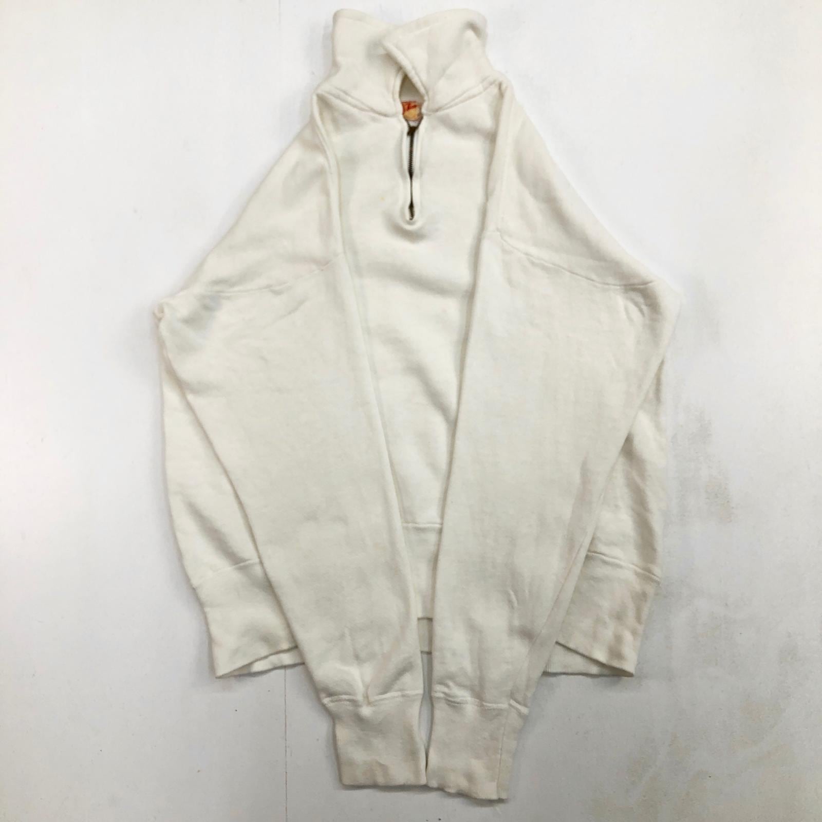 50's 60's 長リブ 片爪 ハーフジップ 丸胴 半袖スウェット ビンテージ