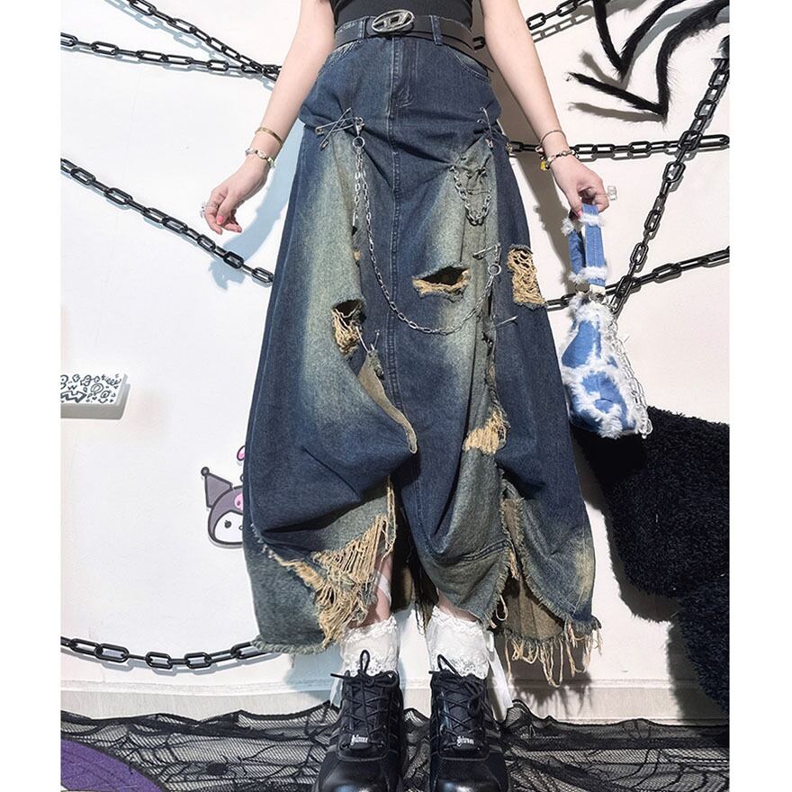 新品 リボンガーターデニムスカート イドラタールテオドール 地雷系