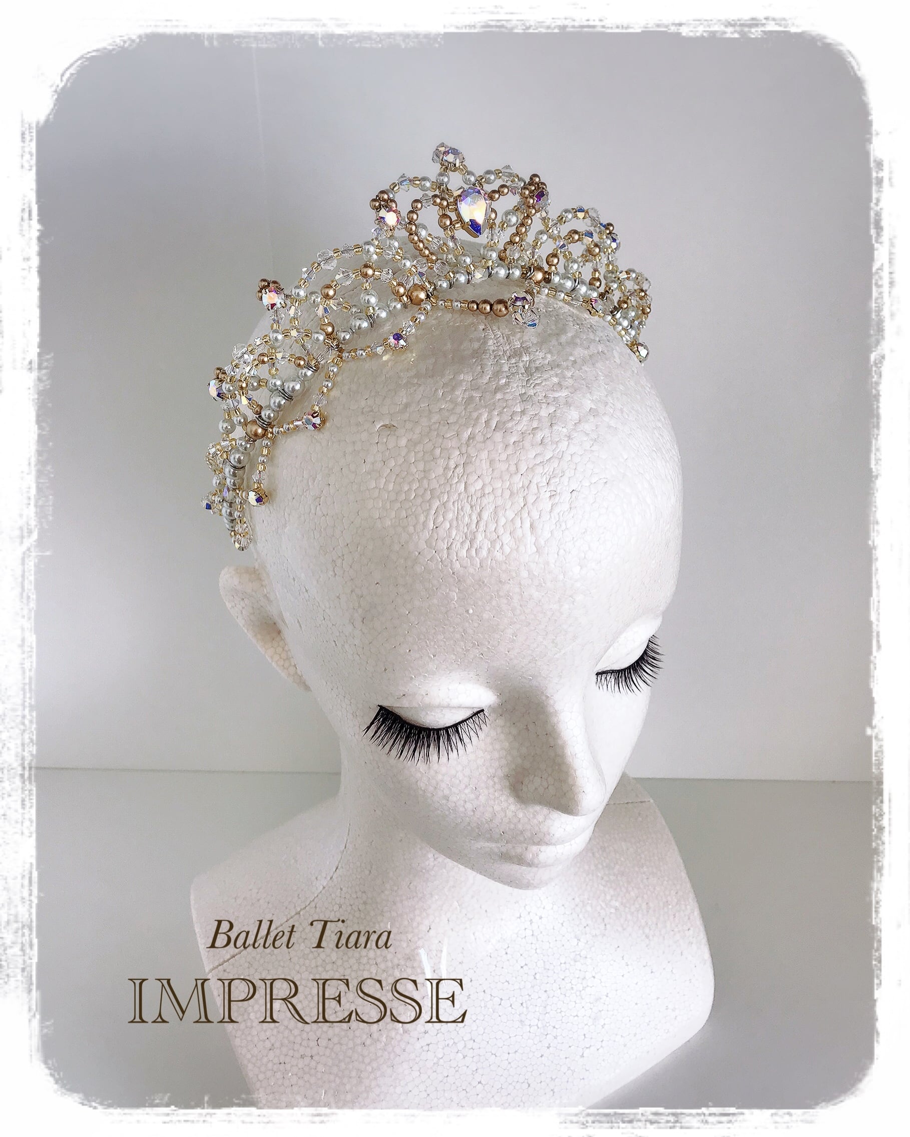 バレエティアラ カチューシャ型 シルバーパール×ゴールドパール