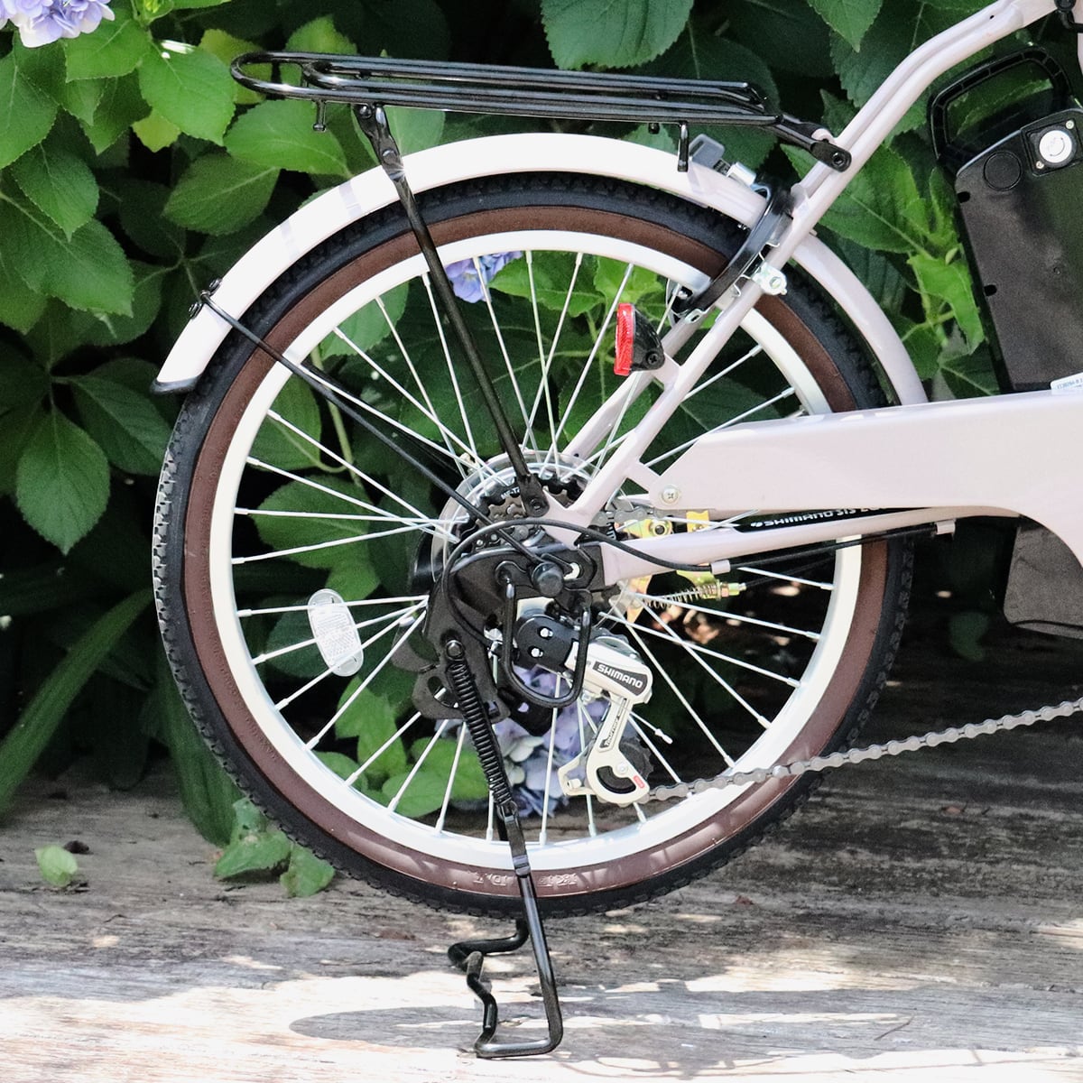 両立スタンド・リアキャリア・サイコン付　折り畳み自転車 外装6段　20インチ　モスグリーン 両立スタンド・リアキャリア・サイコン付 折り畳み自転車 外装6段 20