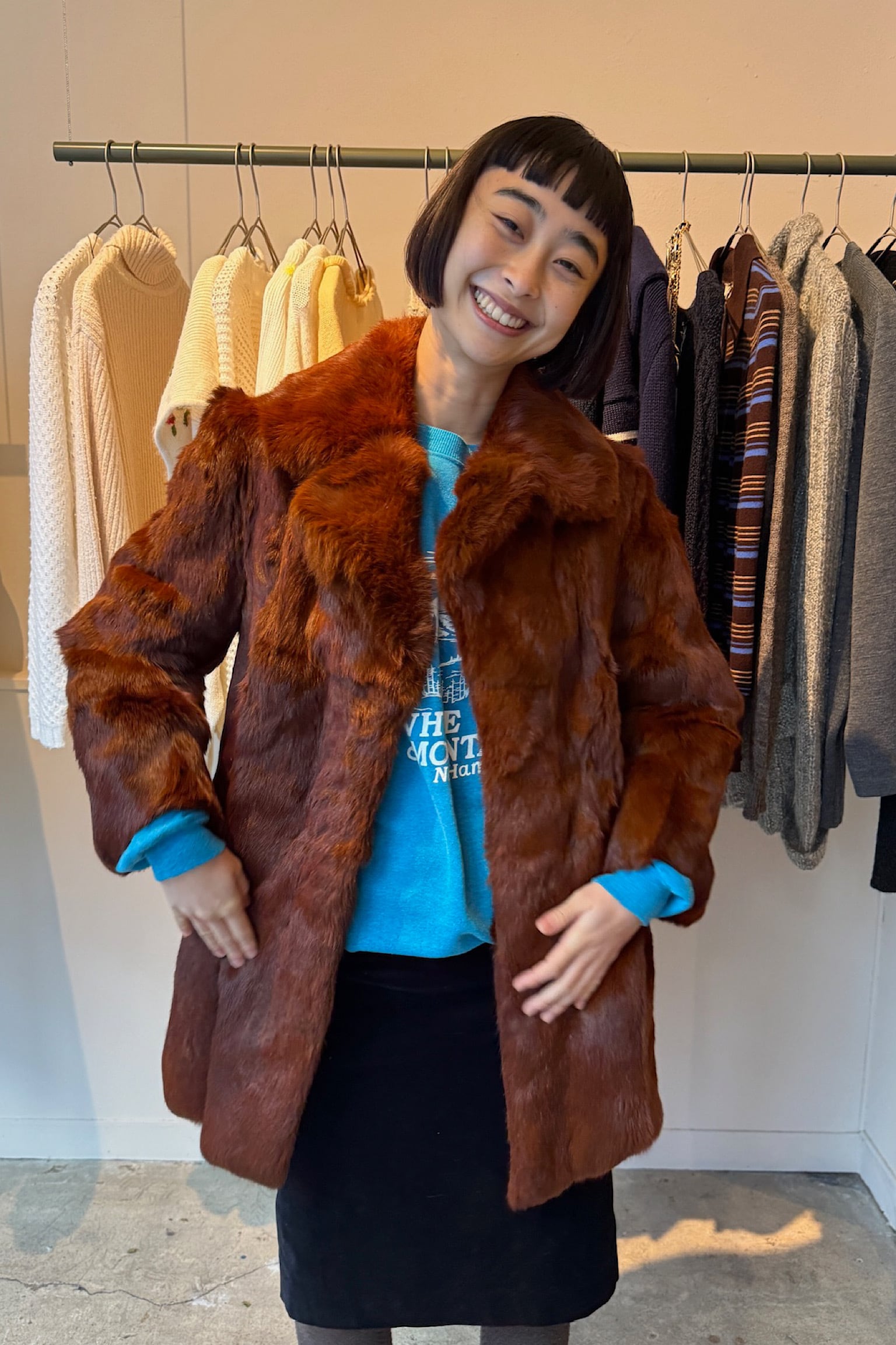 美品 ミンク リアルファー ブラウン ロング丈 Lサイズ相当 女優