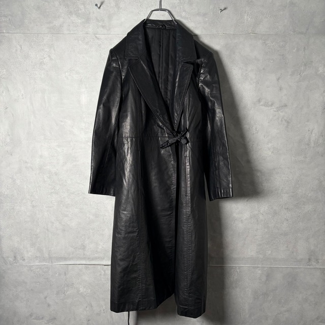 #7119 cowleather long trench coat