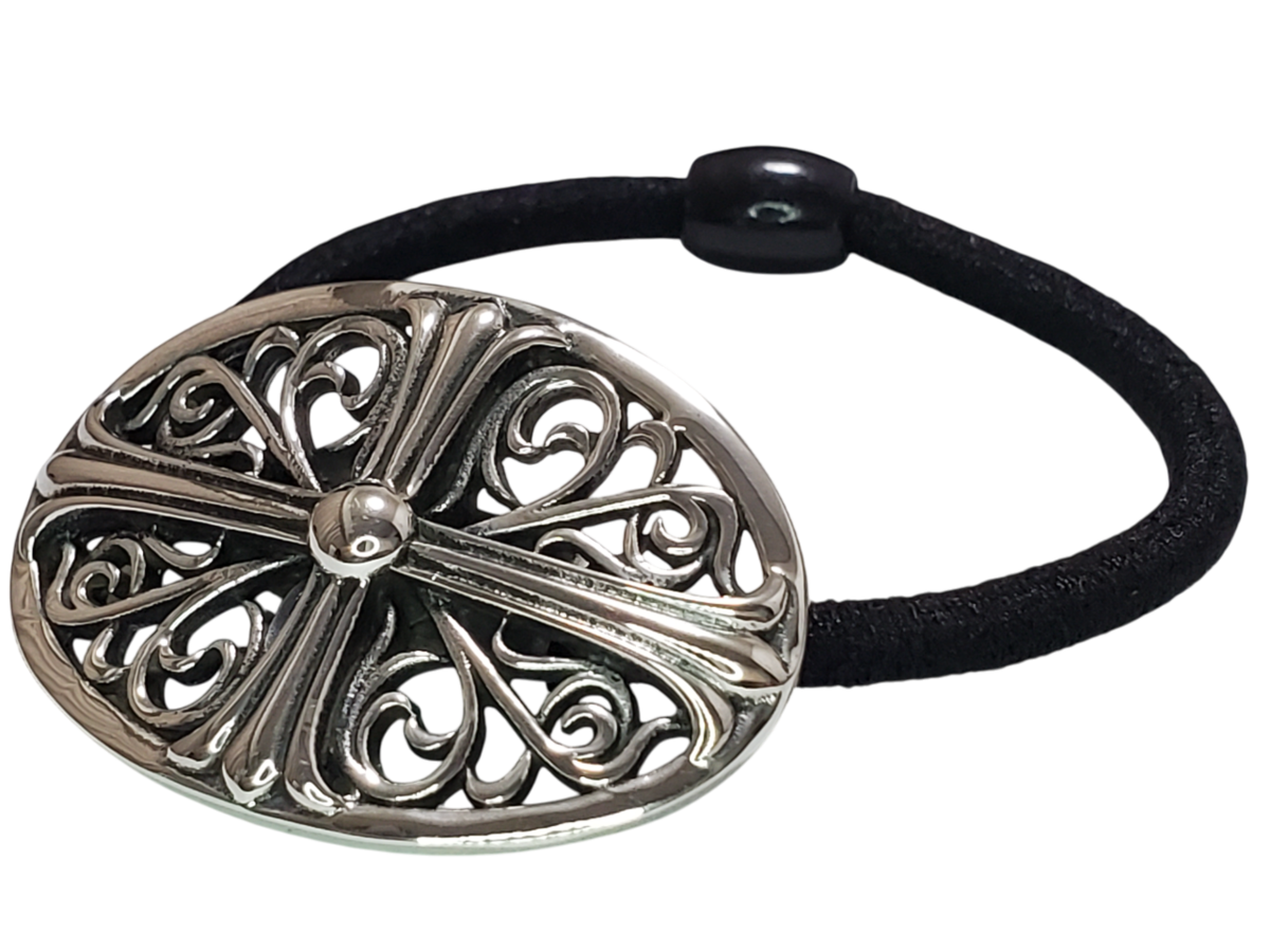 シルバー925 フラワーモチーフ ヘアゴム フラワーモチーフヘアゴム(ONE SIZE シルバー): ファッション雑貨