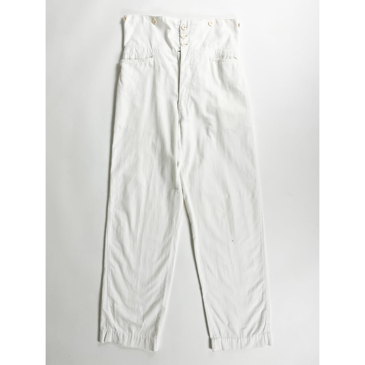 1900s "French Antique" Light Cotton White Work Trousers