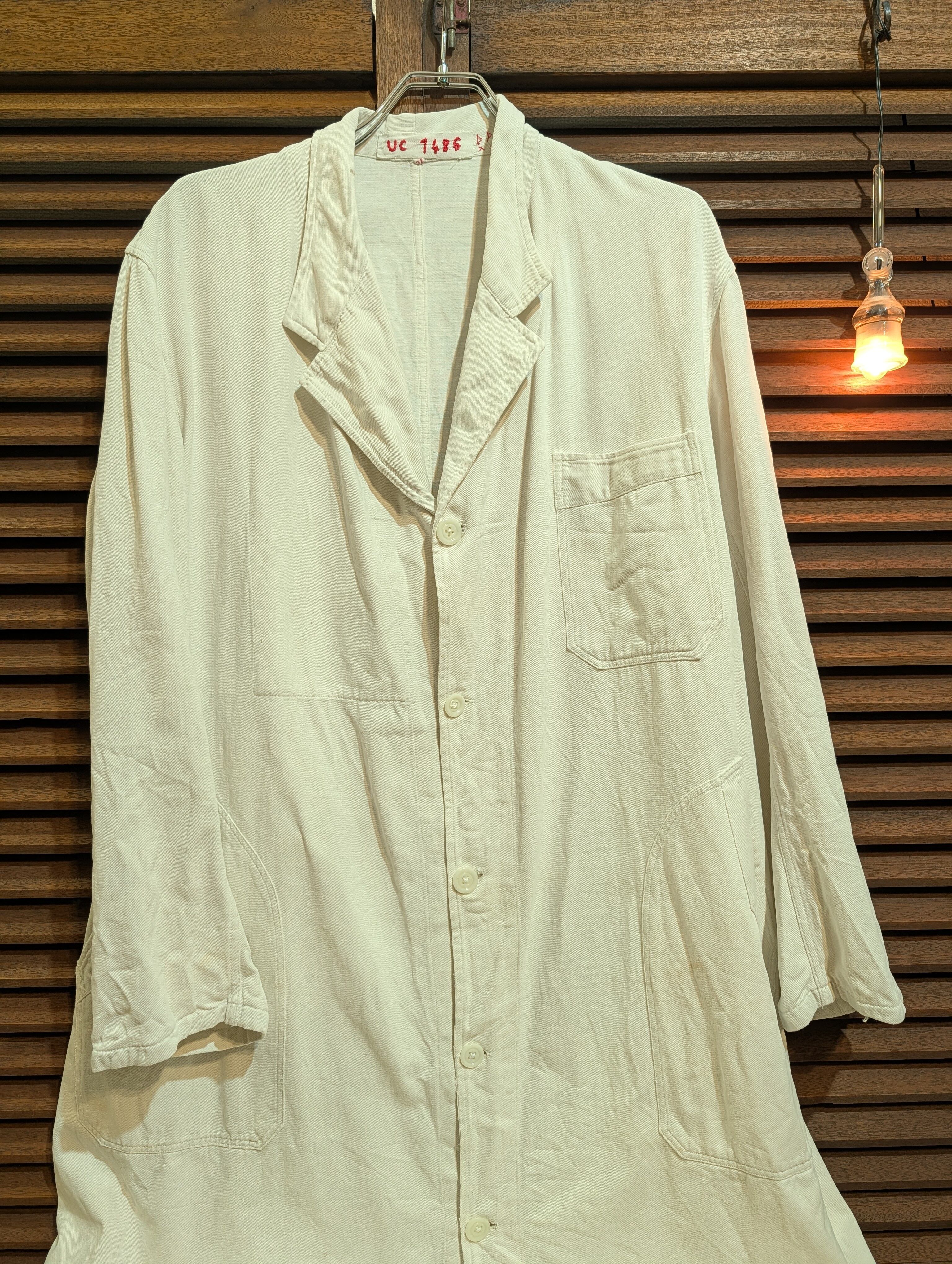 1940s France White Cotton Twill Duster Coat