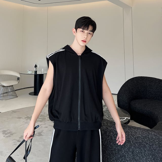 予約販売】メンズ セットアップ 上下 無地 シンプル ライン スエット