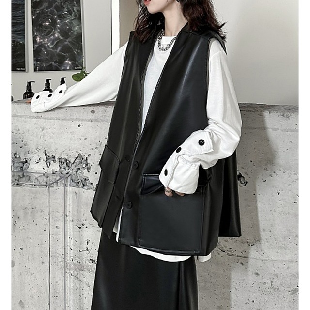 Pu leather vest C0175