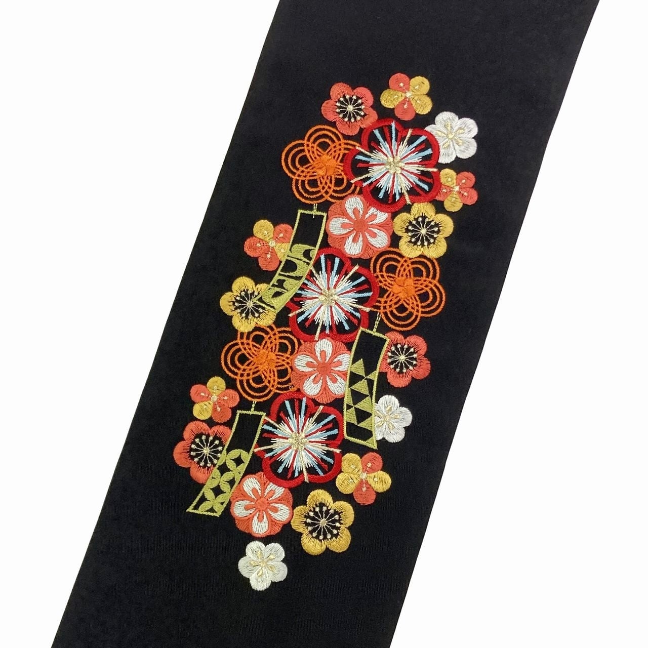 帯揚　刺繍　桜　緑　和装小物