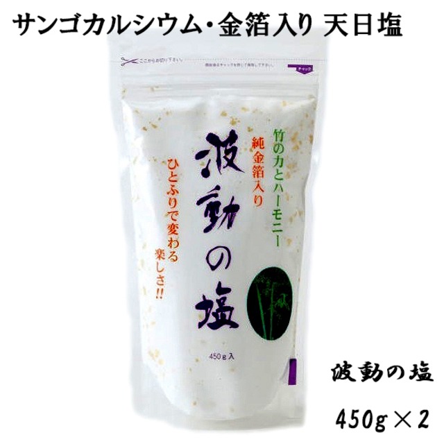 天日塩 食用塩 波動の塩 450g ×2 セット 波動法製造 純金箔入り エナジーソルト お清め