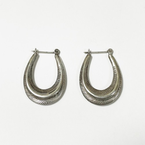 Vintage 925 Silver Hoop Pirced Earrings