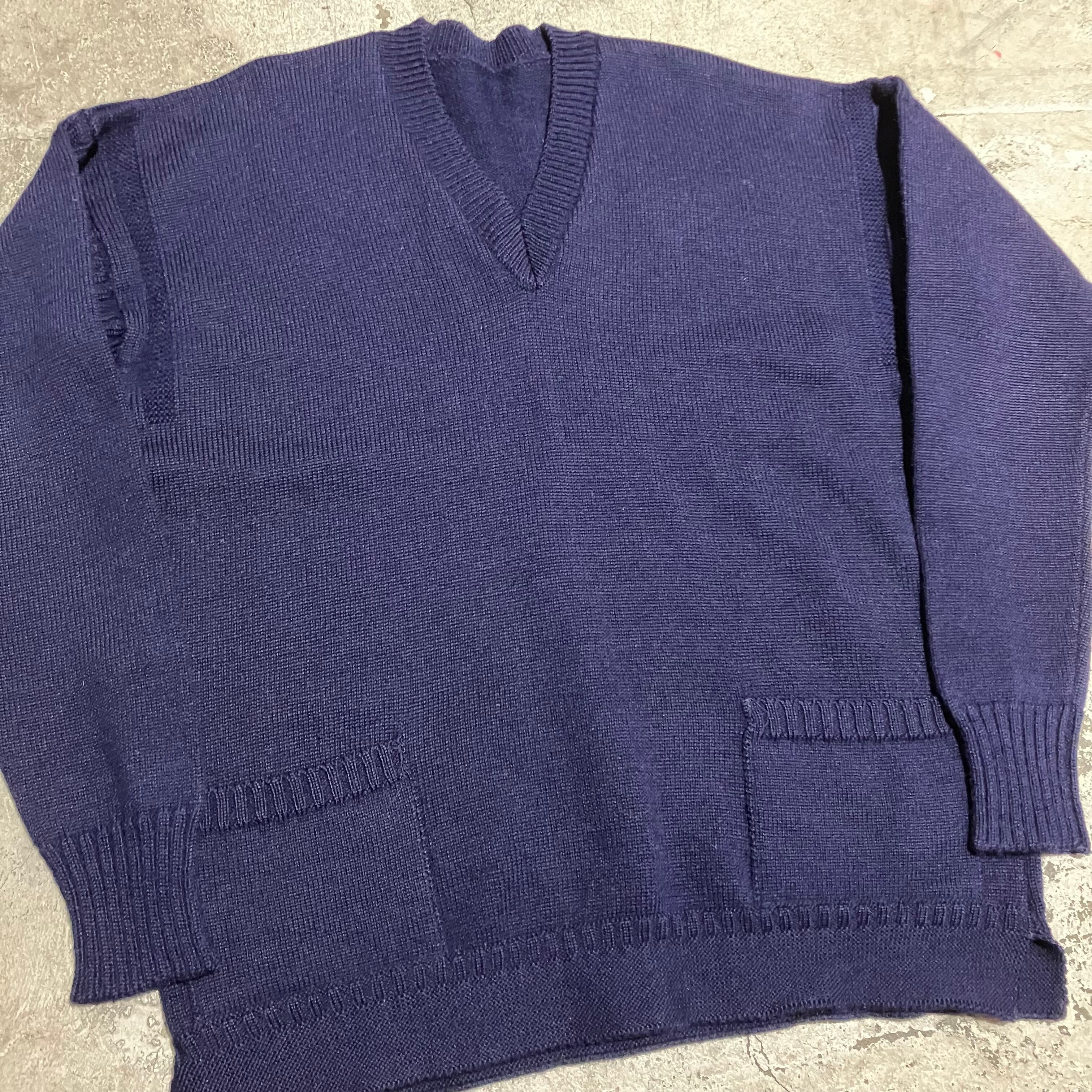 70s〜 GUERNSEY WOOLLENS / イギリス製 Vネック ガンジーセーター 