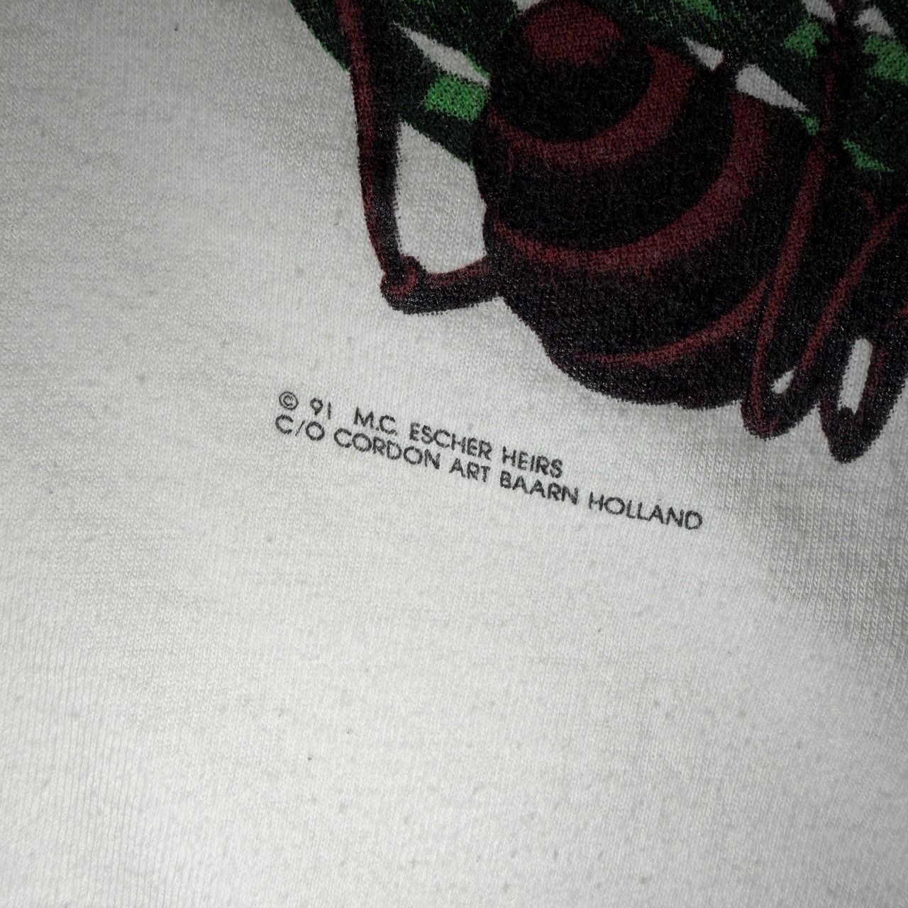 90's M.C.Escher "Mebius Strip II (Red Ants)" Printed T-Shirt USA ANDAZIA ART 90年代 エッシャー メビウスの帯II(赤蟻) プリント Tシャツ アメリカ ヴィンテージ ビンテージ だまし絵 アート TT2026-0005 - 6
